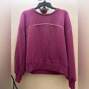 80s retro women's long sleeve sweatshirt Fuchsia w/ pink stripe X-large